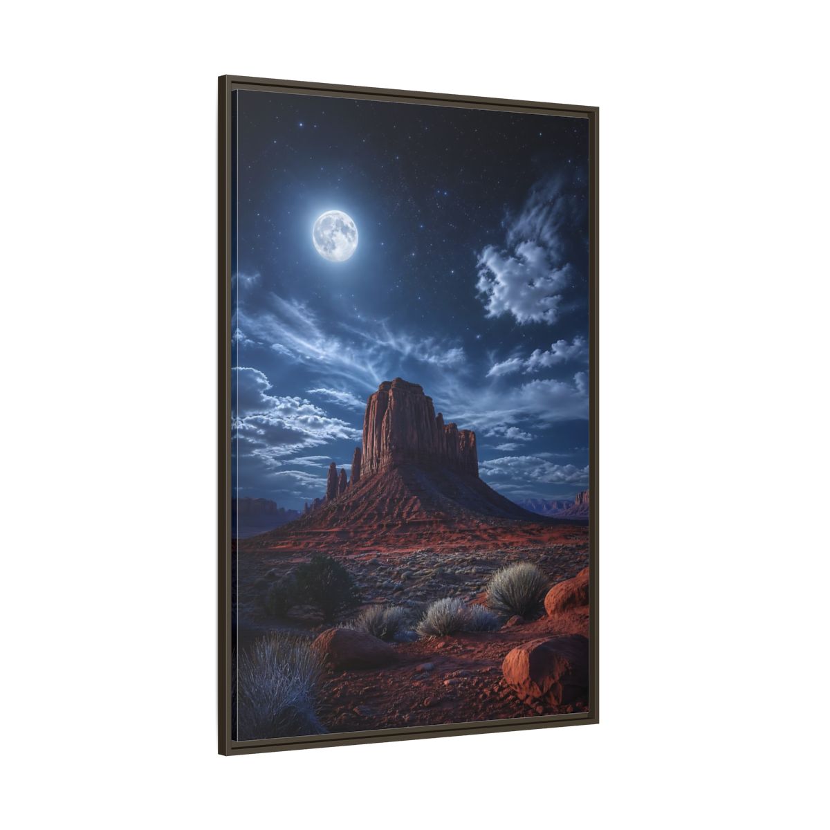 Side Mockup 8. Nature Desert Mesa Red And Blue Night shown as stretched canvas wall art