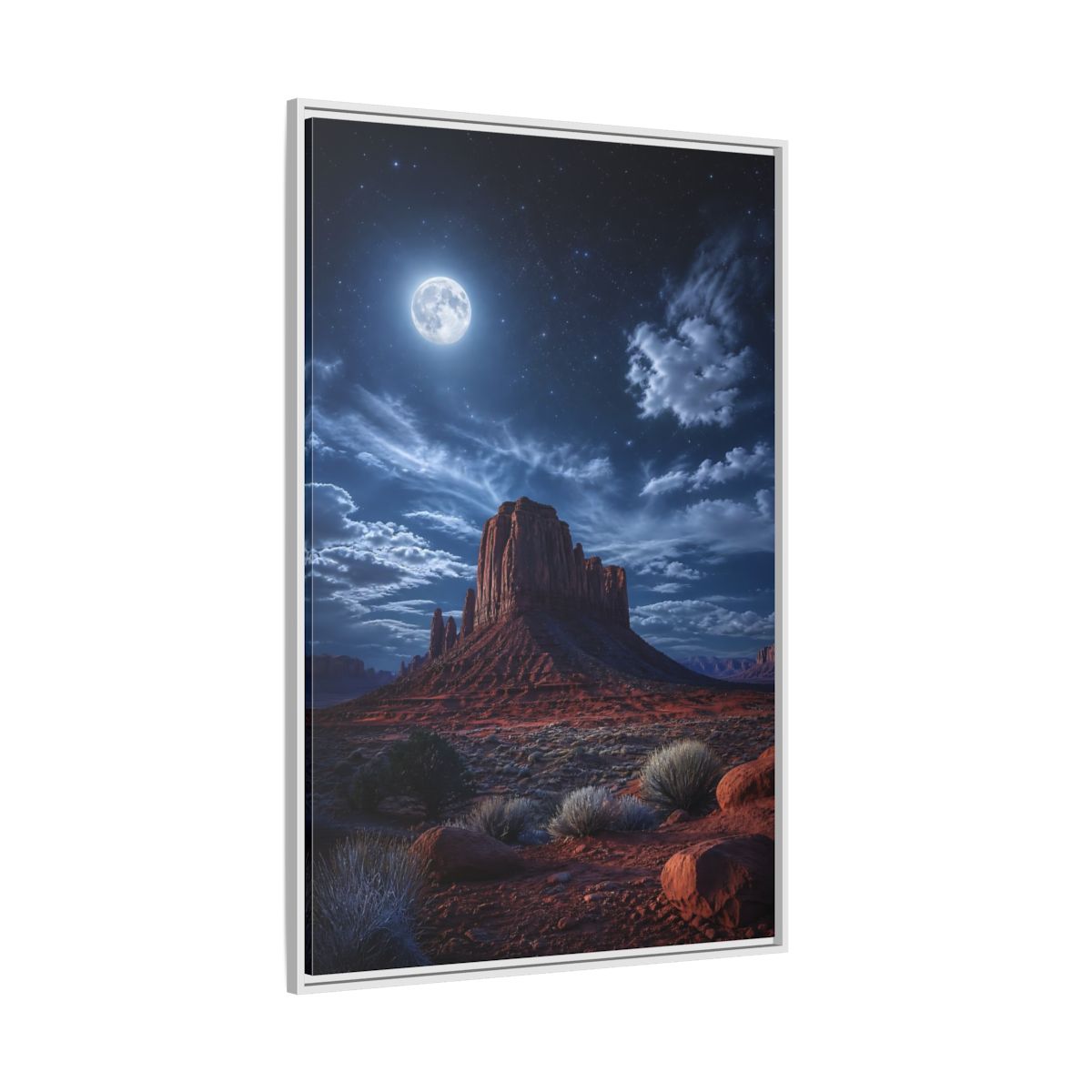 Side Mockup 7. Nature Desert Mesa Red And Blue Night shown as stretched canvas wall art