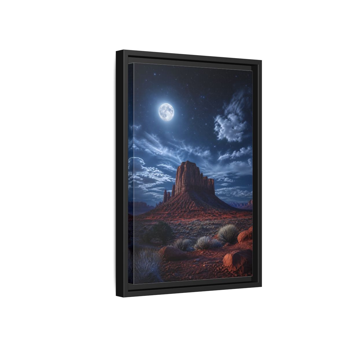 Side Mockup 6. Nature Desert Mesa Red And Blue Night shown as stretched canvas wall art
