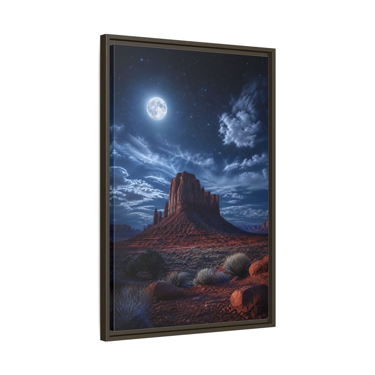 Side Mockup 11. Nature Desert Mesa Red And Blue Night shown as stretched canvas wall art