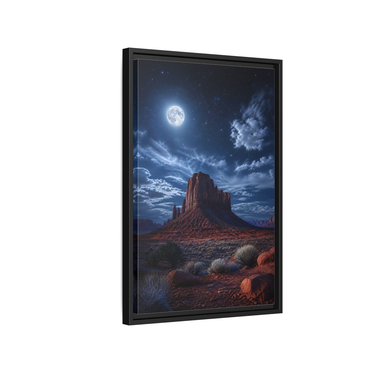 Side Mockup 3. Nature Desert Mesa Red And Blue Night shown as stretched canvas wall art