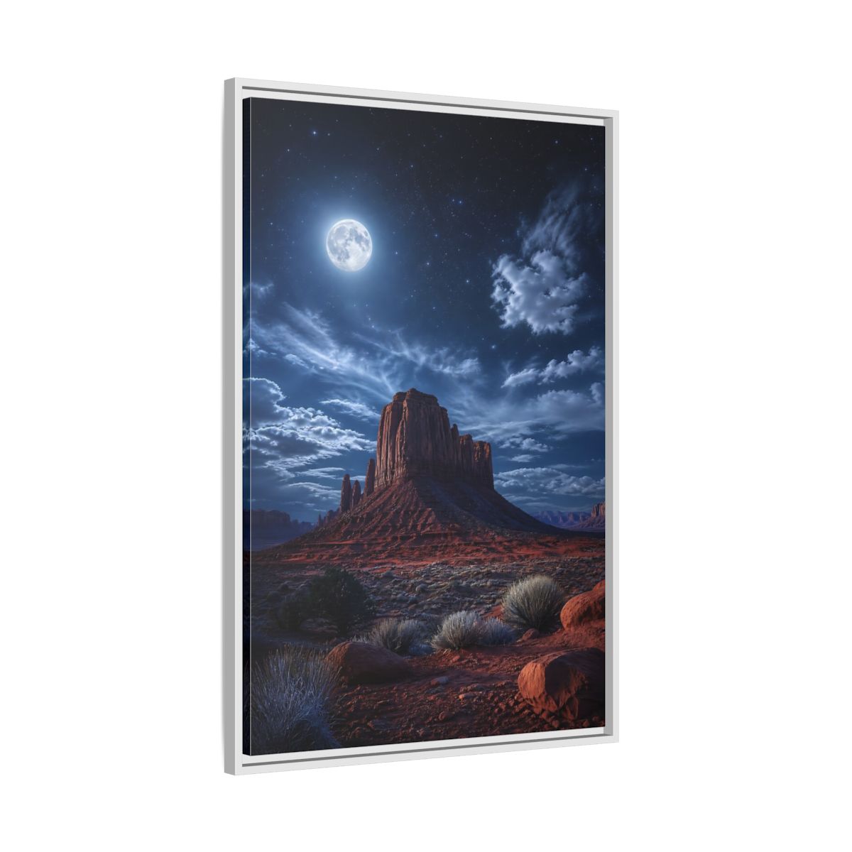 Side Mockup 9. Nature Desert Mesa Red And Blue Night shown as stretched canvas wall art