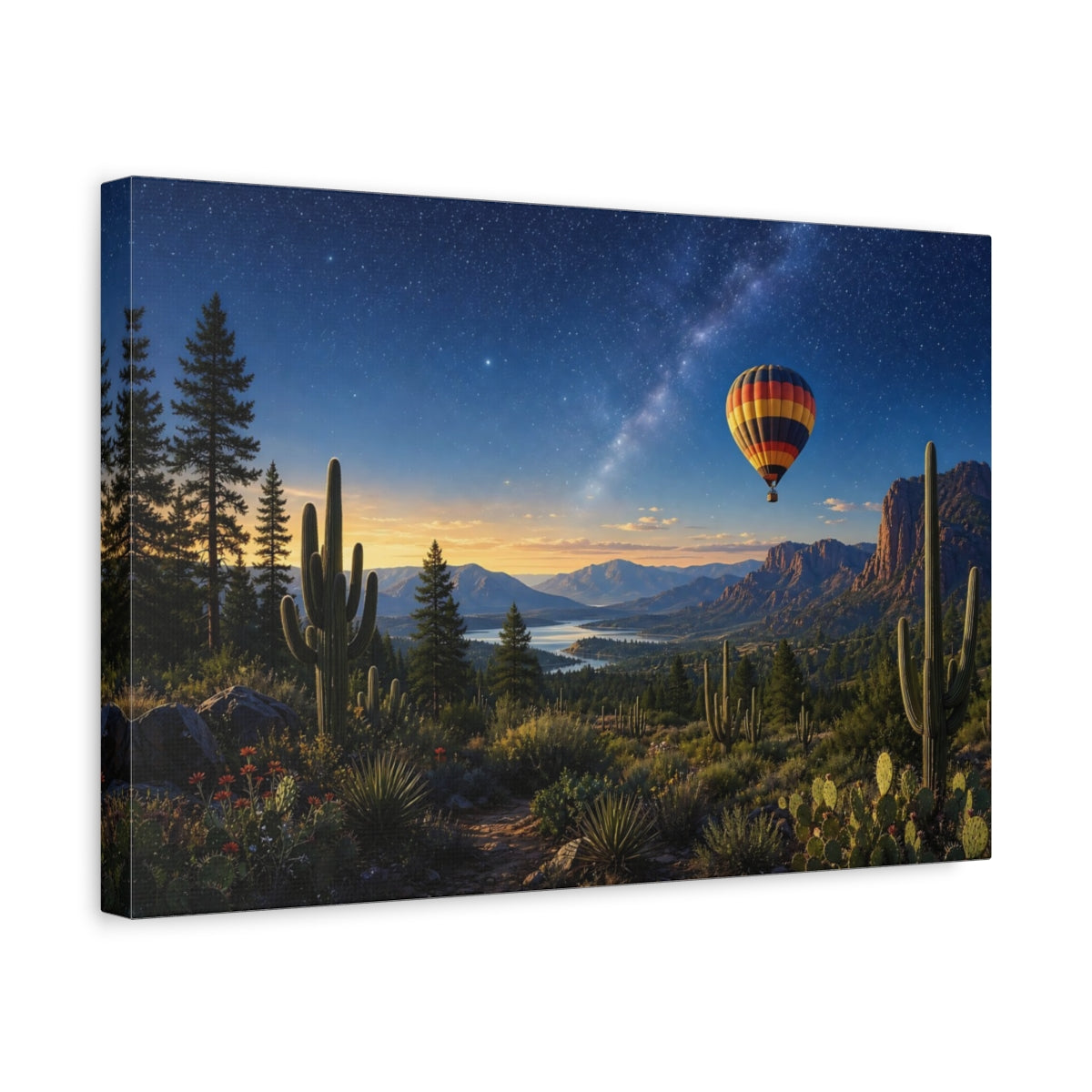 Side Mockup 4. Nature Desert Night Starry Desert Landscape shown as stretched canvas wall art