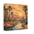 Side Mockup 2. Nature Desert Oasis Orange Blue Landscape shown as stretched canvas wall art
