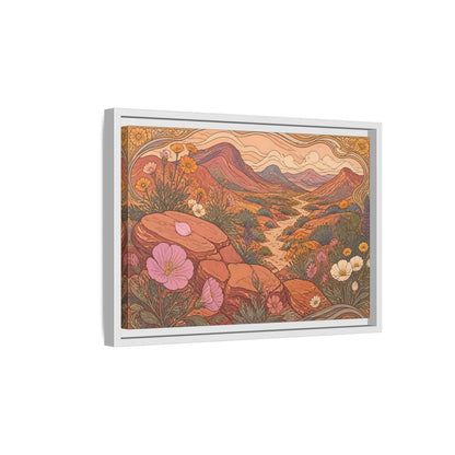 Side Mockup 4. Nature Desert Wildflowers shown as framed canvas print