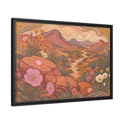 Side Mockup 14. Nature Desert Wildflowers shown as framed canvas print
