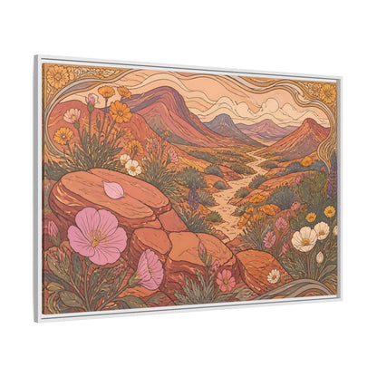 Side Mockup 7. Nature Desert Wildflowers shown as framed canvas print
