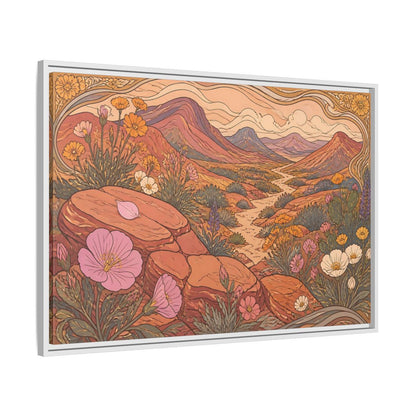 Side Mockup 9. Nature Desert Wildflowers shown as framed canvas print