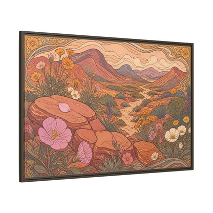 Side Mockup 8. Nature Desert Wildflowers shown as framed canvas print