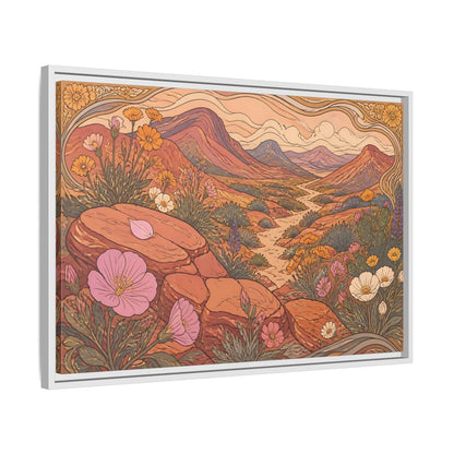 Side Mockup 10. Nature Desert Wildflowers shown as framed canvas print