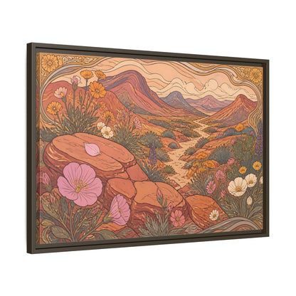Side Mockup 11. Nature Desert Wildflowers shown as framed canvas print