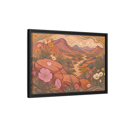 Side Mockup 3. Nature Desert Wildflowers shown as framed canvas print