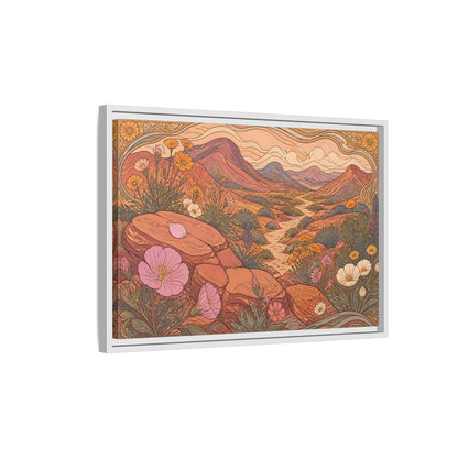 Side Mockup 1. Nature Desert Wildflowers shown as framed canvas print