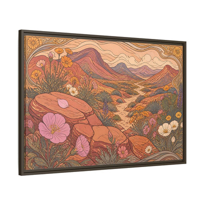 Main Mockup. Nature Desert Wildflowers shown as framed canvas print