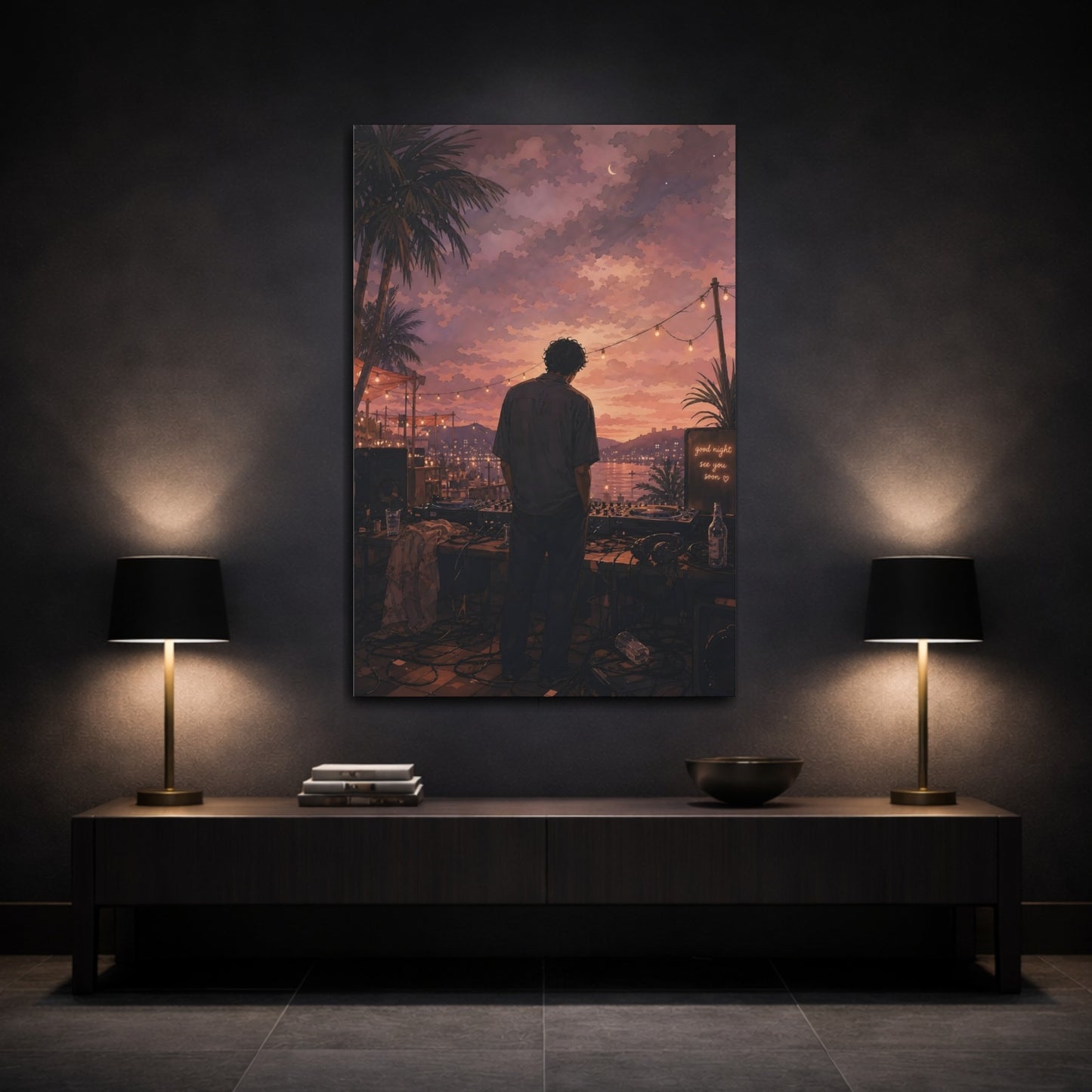 Mockup 3. Nature Dj Twilight Dj Scene shown as canvas print