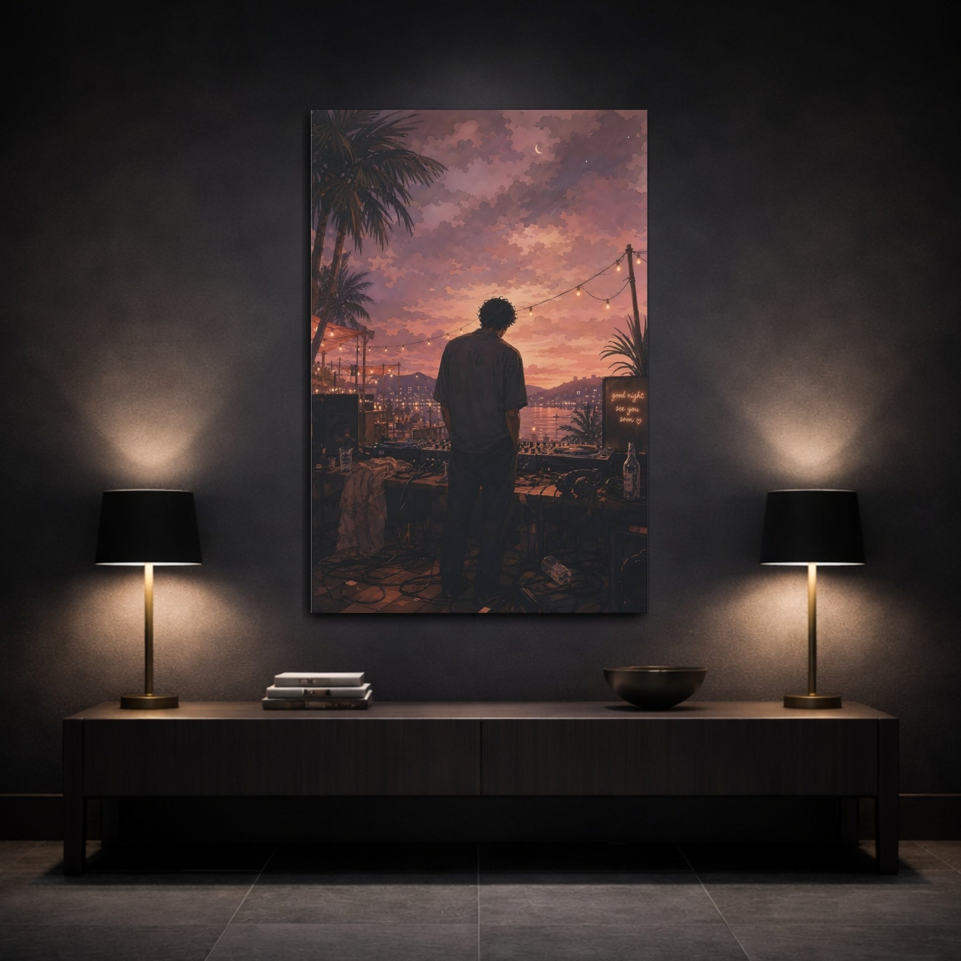 Mockup 3. Nature Dj Twilight Dj Scene shown as canvas print