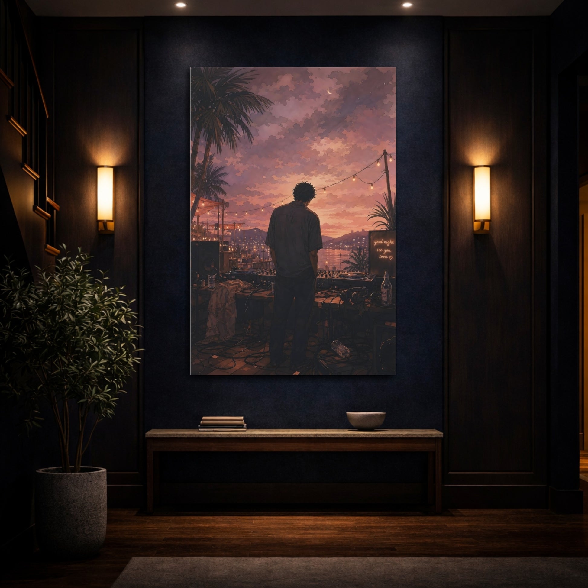Mockup 4. Nature Dj Twilight Dj Scene shown as canvas print