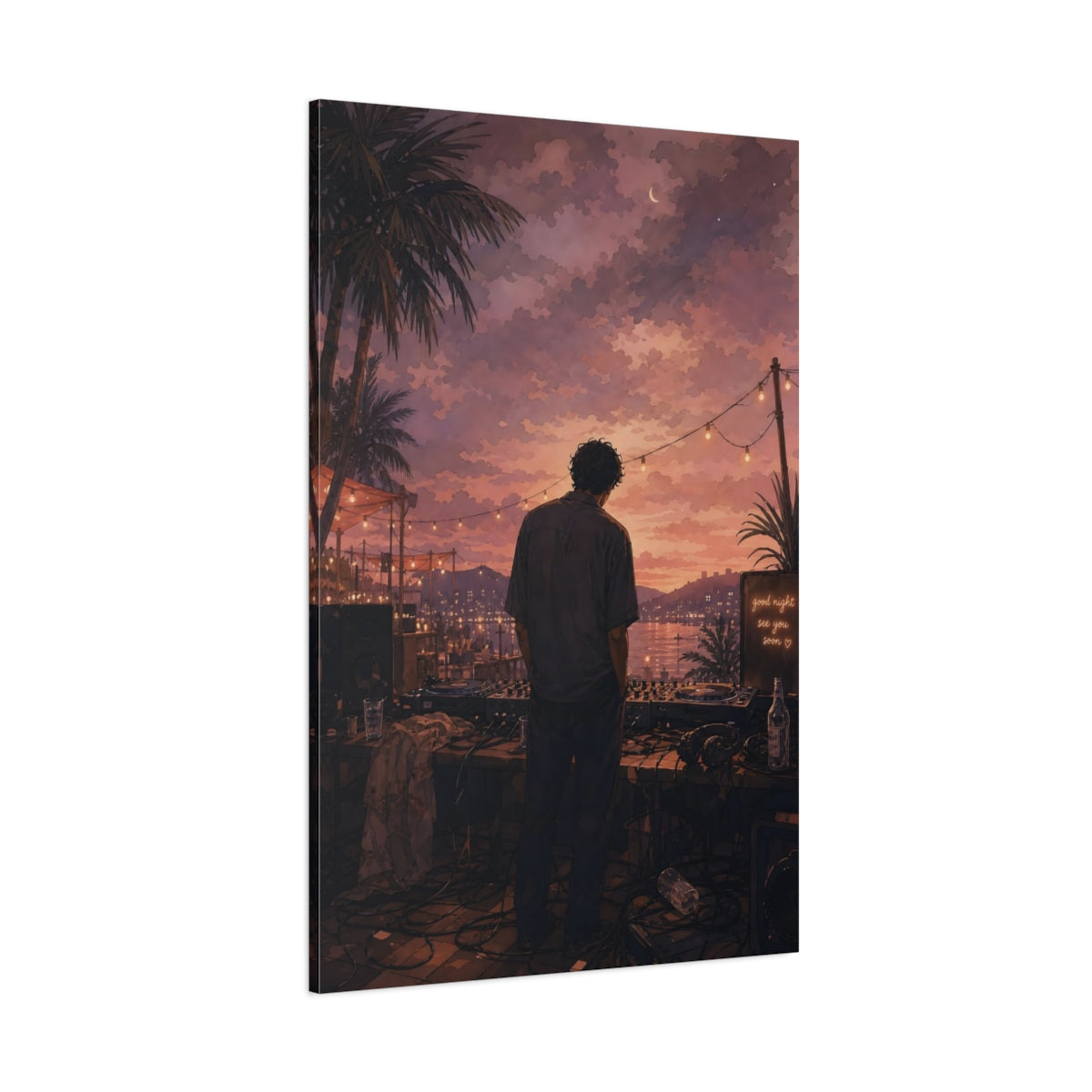 Side Mockup 1. Nature Dj Twilight Dj Scene shown as canvas print