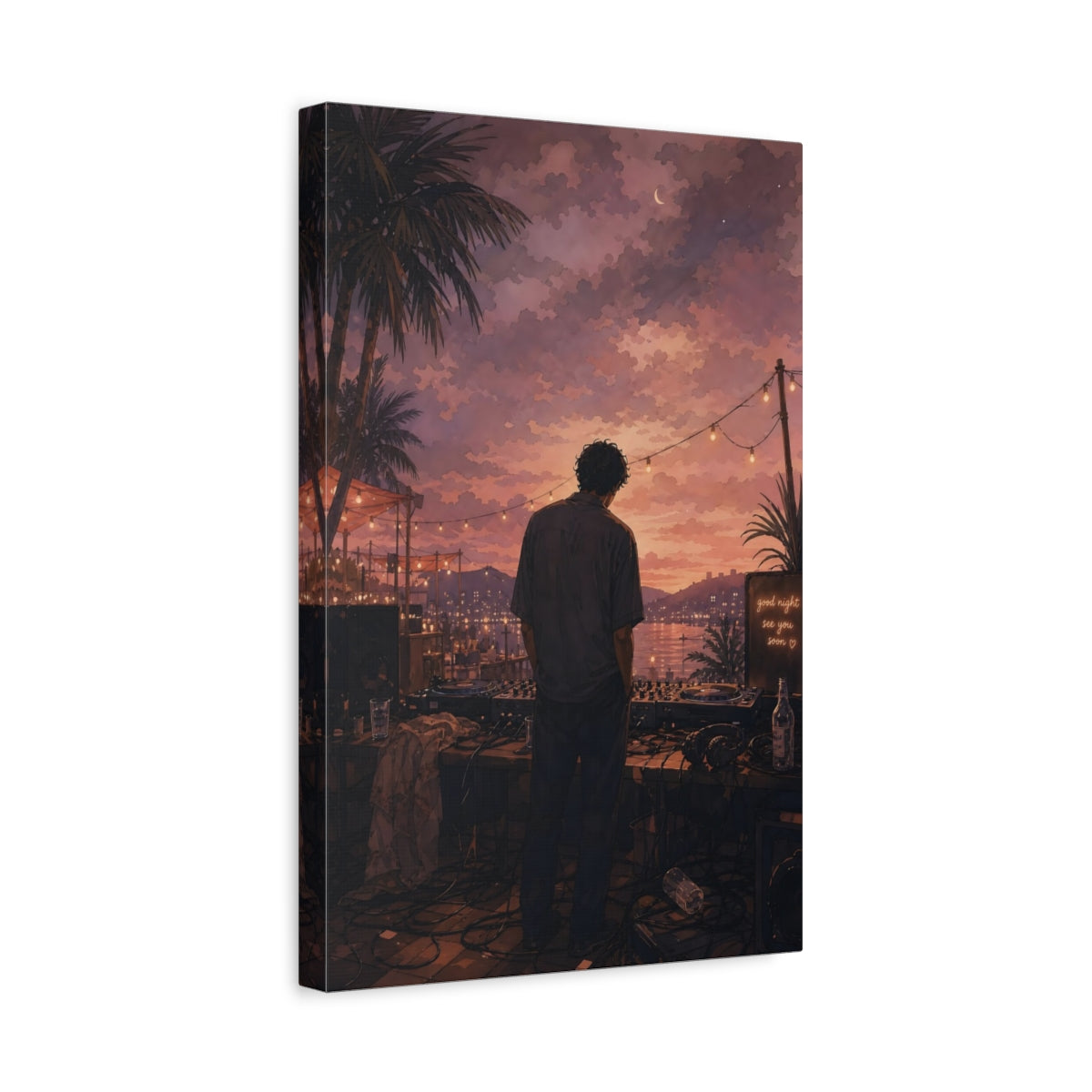 Side Mockup 4. Nature Dj Twilight Dj Scene shown as canvas print
