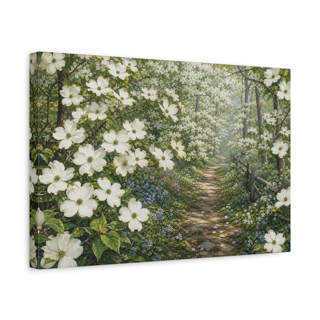 Side Mockup 4. Nature Dogwood Flowers White Dogwood Flowers shown as stretched canvas wall art