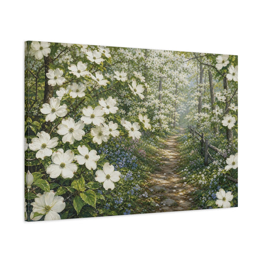 Main Mockup. Nature Dogwood Flowers White Dogwood Flowers shown as stretched canvas wall art
