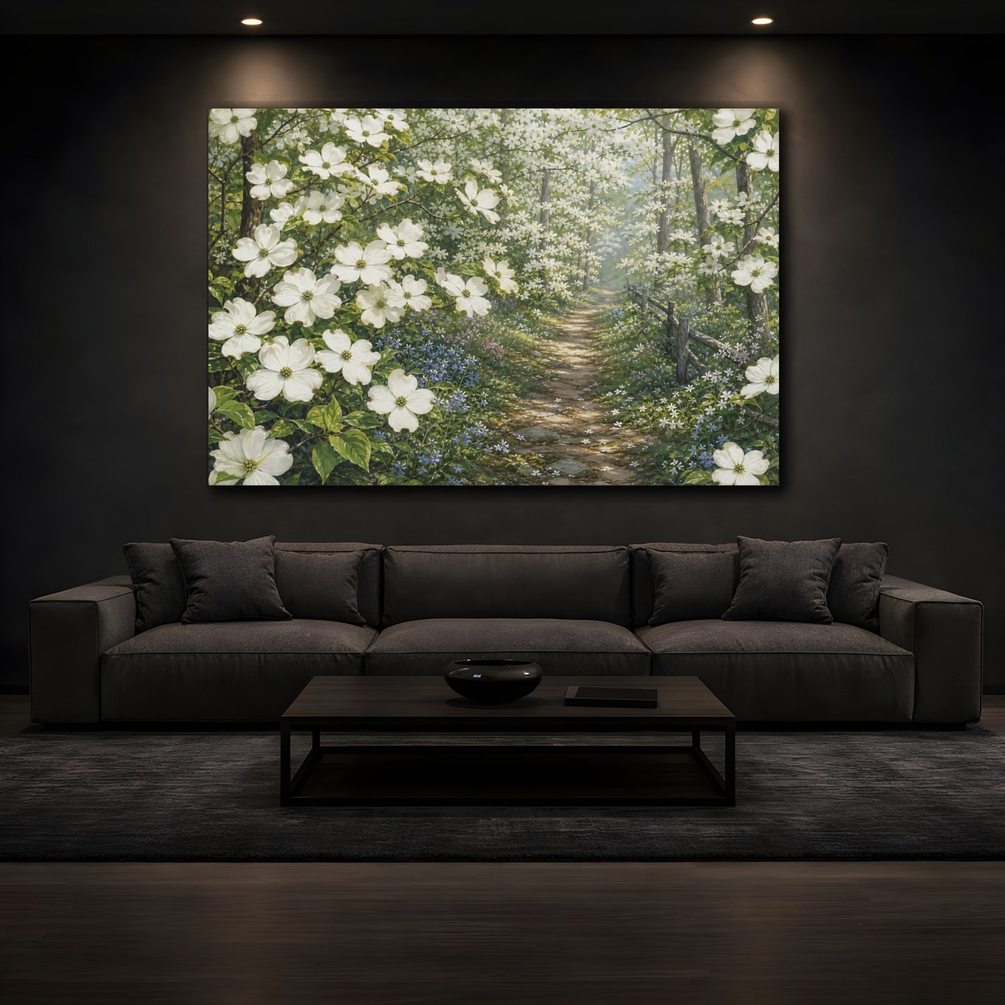 Mockup 3. Nature Dogwood Flowers White Dogwood Flowers shown as stretched canvas wall art