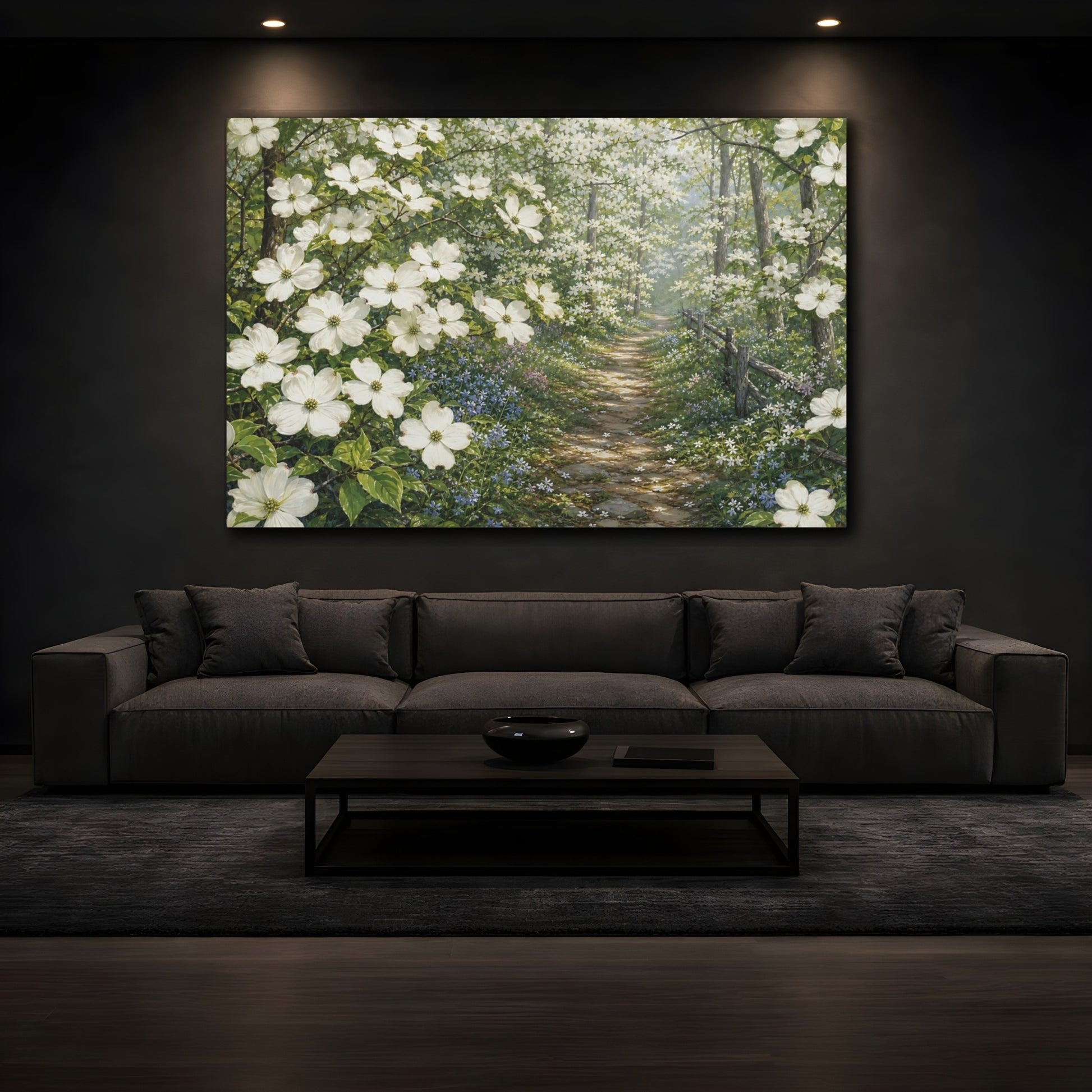 Mockup 3. Nature Dogwood Flowers White Dogwood Flowers shown as stretched canvas wall art