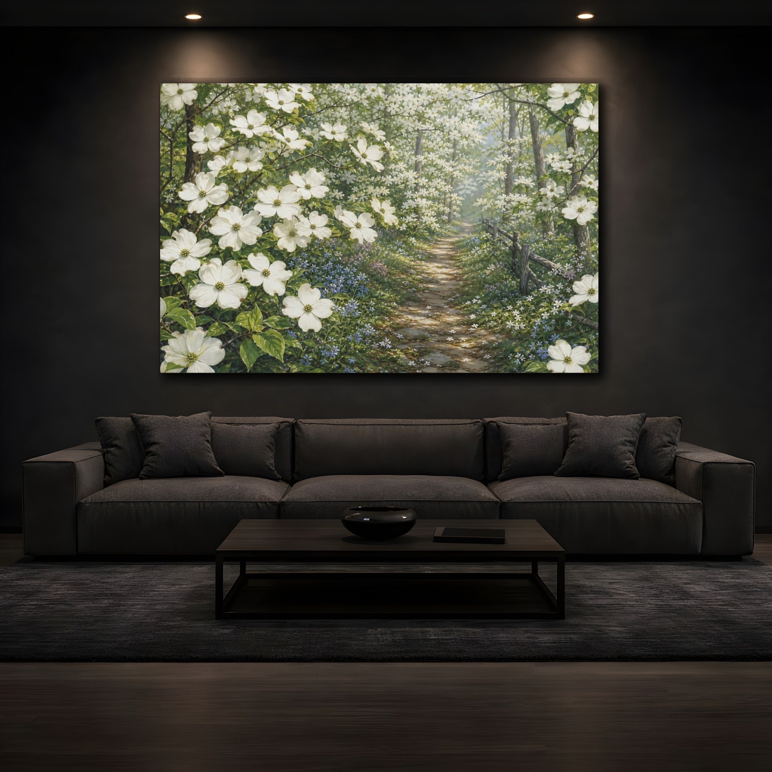 Mockup 3. Nature Dogwood Flowers White Dogwood Flowers shown as stretched canvas wall art