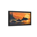 Side Mockup 8. Nature Dolphins Orange And Blue shown as stretched canvas wall art
