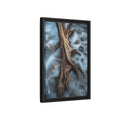 Side Mockup 6. Nature Driftwood Brown And Blue shown as stretched canvas wall art