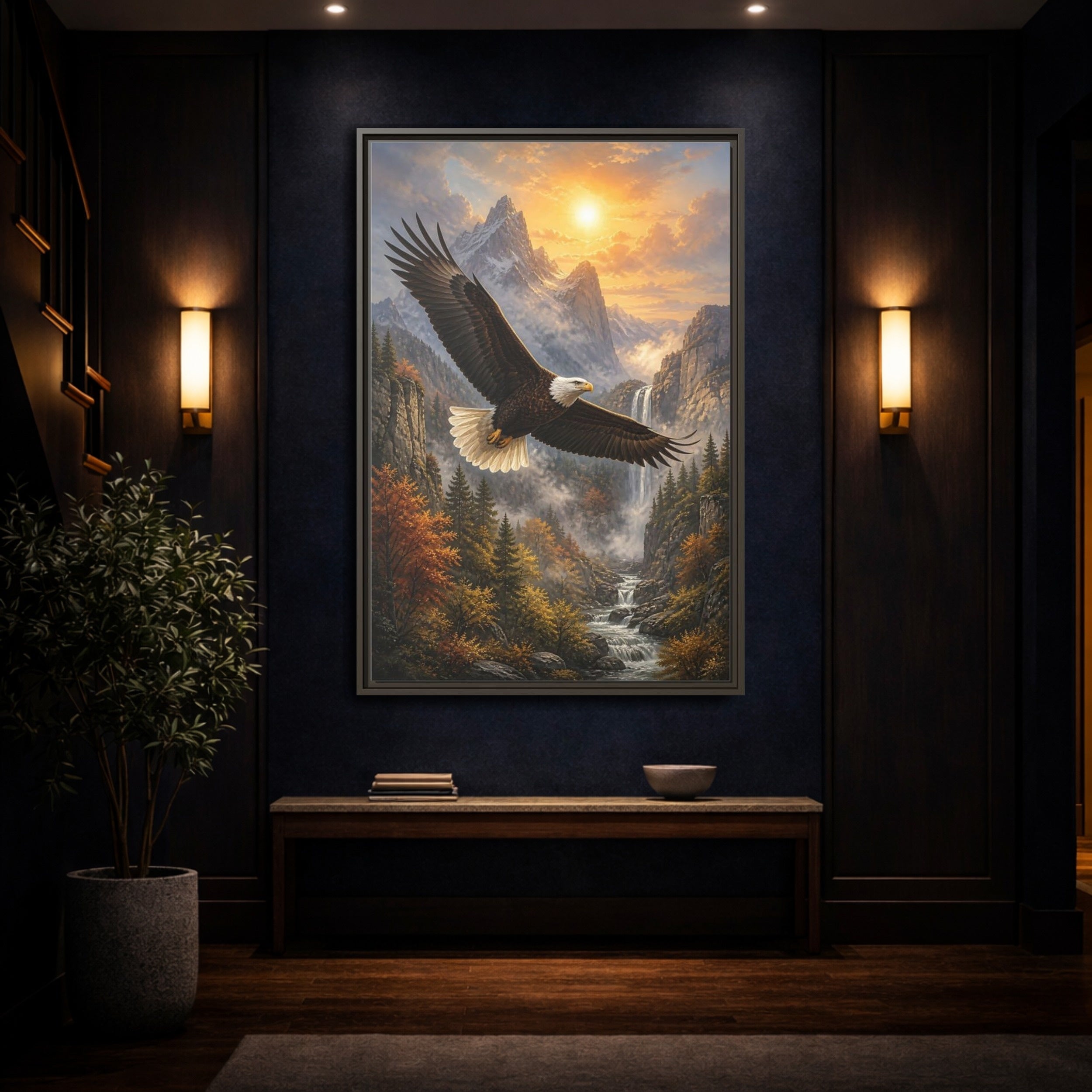 Mockup 4. Nature Eagle Eagle Mountain Landscape shown as stretched canvas wall art
