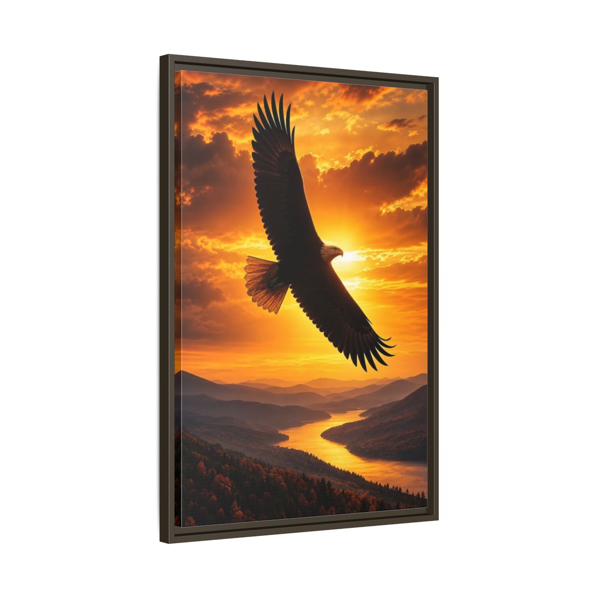 Side Mockup 11. Nature Eagle Golden Eagle Sunset shown as stretched canvas wall art