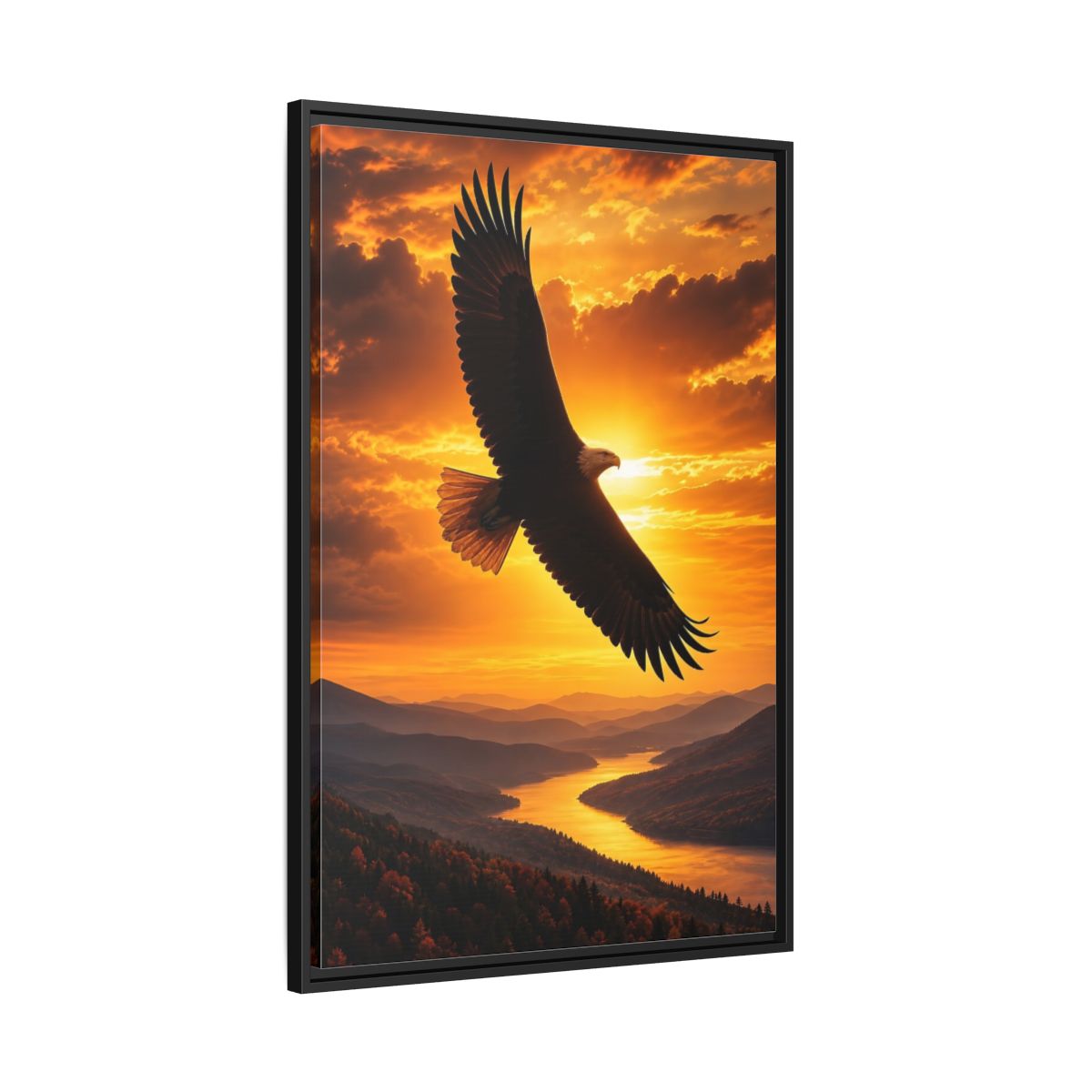 Side Mockup 13. Nature Eagle Golden Eagle Sunset shown as stretched canvas wall art