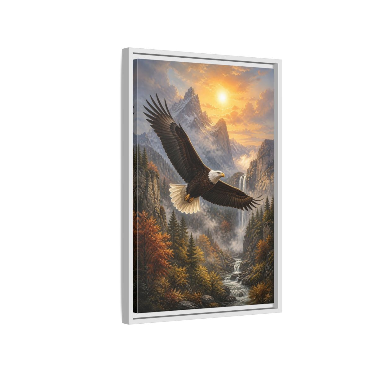 Side Mockup 1. Nature Eagle Eagle Mountain Landscape shown as stretched canvas wall art