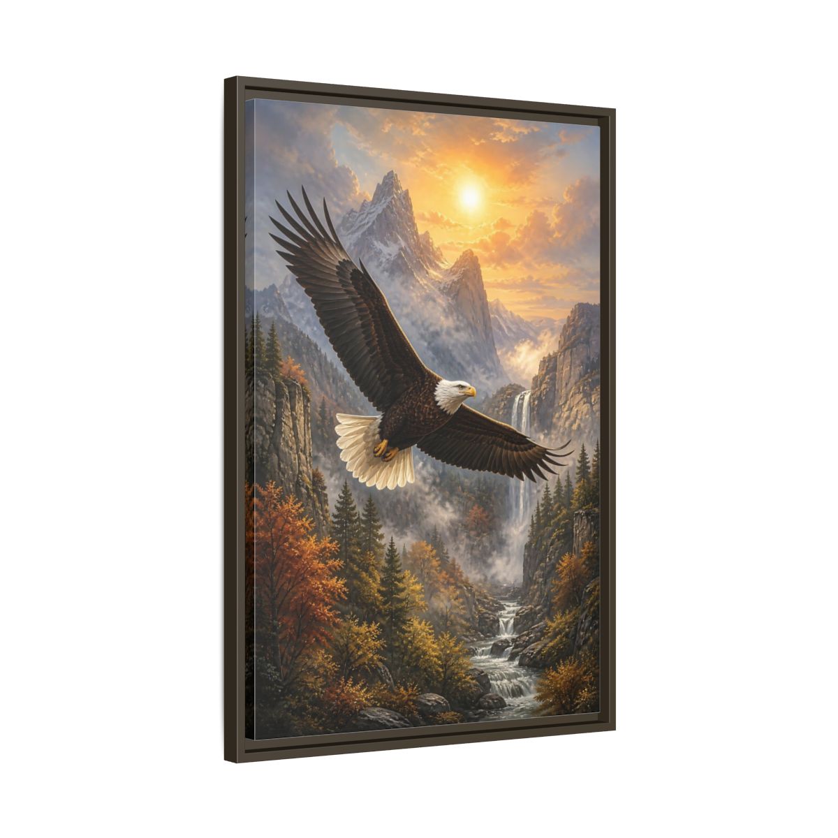 Side Mockup 11. Nature Eagle Eagle Mountain Landscape shown as stretched canvas wall art