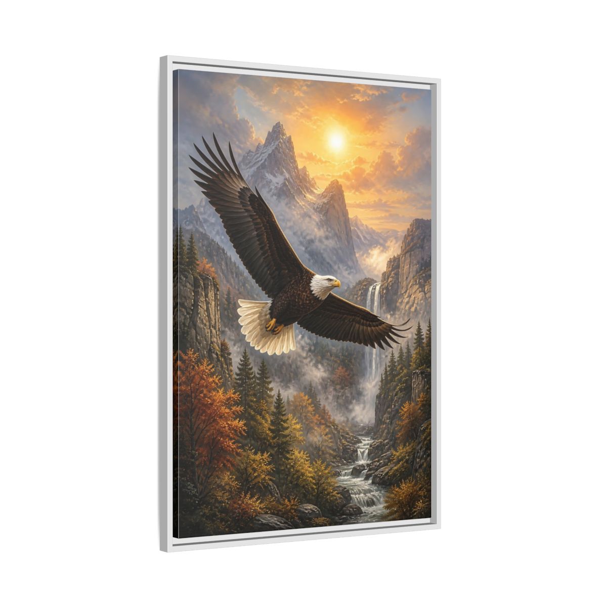 Side Mockup 9. Nature Eagle Eagle Mountain Landscape shown as stretched canvas wall art