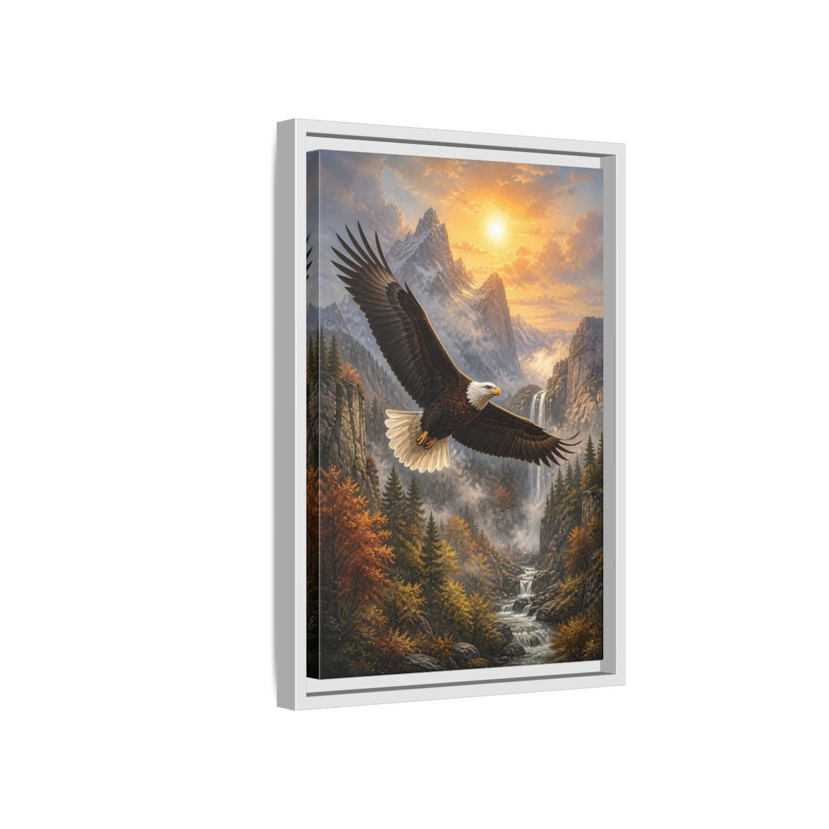 Side Mockup 4. Nature Eagle Eagle Mountain Landscape shown as stretched canvas wall art