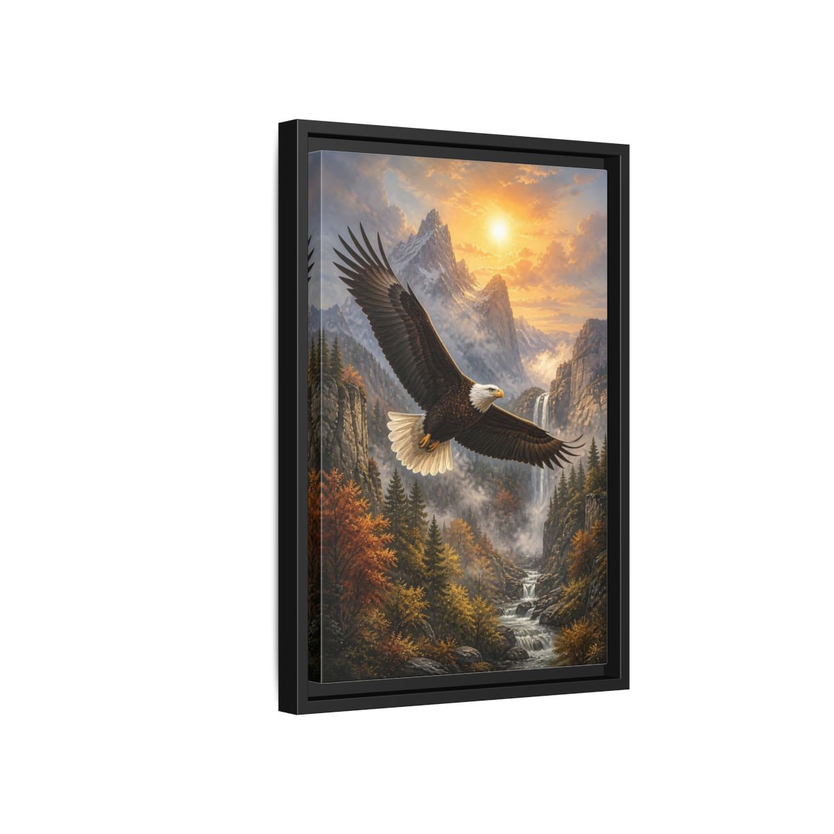 Side Mockup 6. Nature Eagle Eagle Mountain Landscape shown as stretched canvas wall art