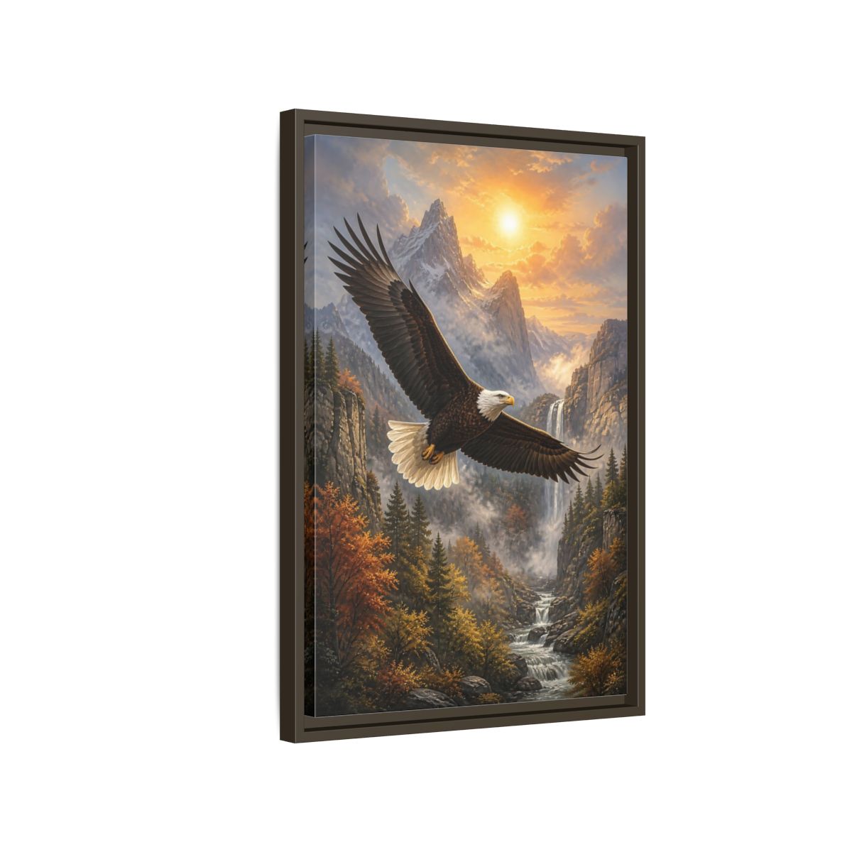 Side Mockup 2. Nature Eagle Eagle Mountain Landscape shown as stretched canvas wall art
