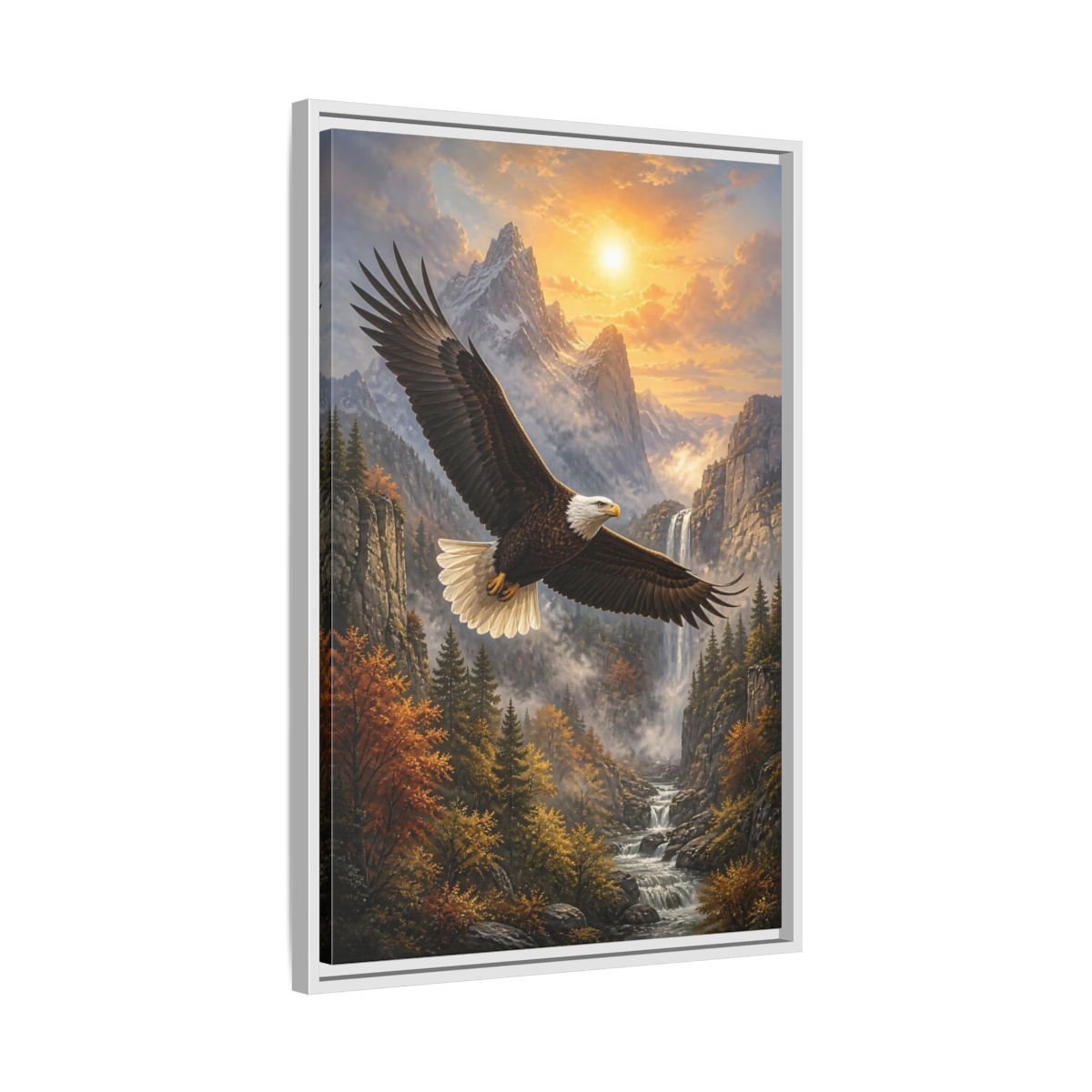 Side Mockup 10. Nature Eagle Eagle Mountain Landscape shown as stretched canvas wall art