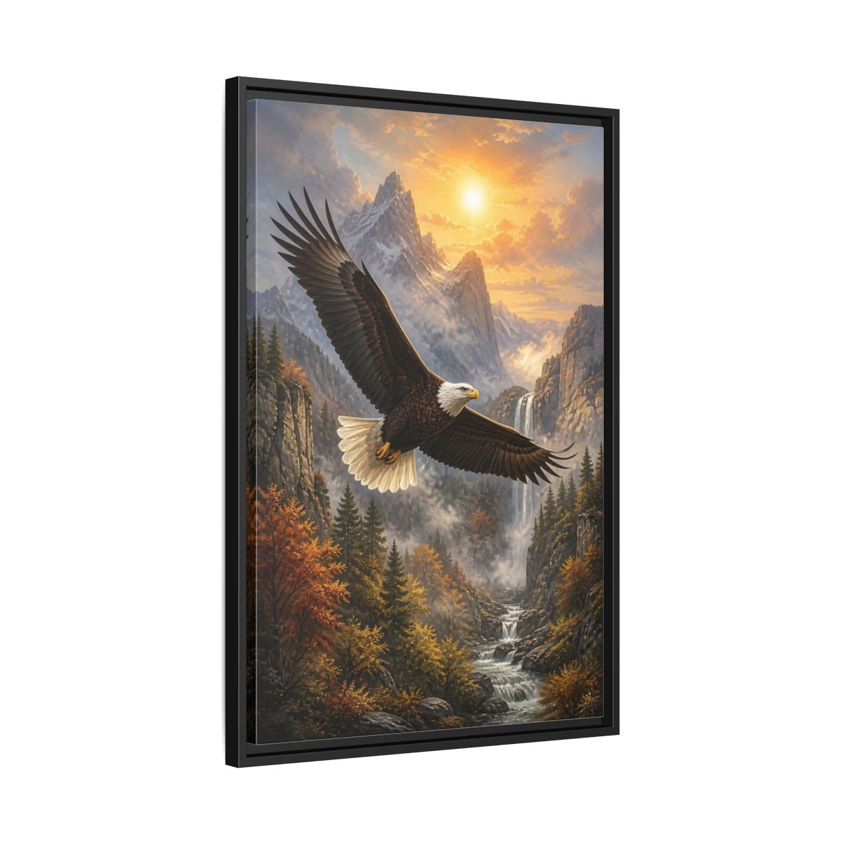 Side Mockup 14. Nature Eagle Eagle Mountain Landscape shown as stretched canvas wall art