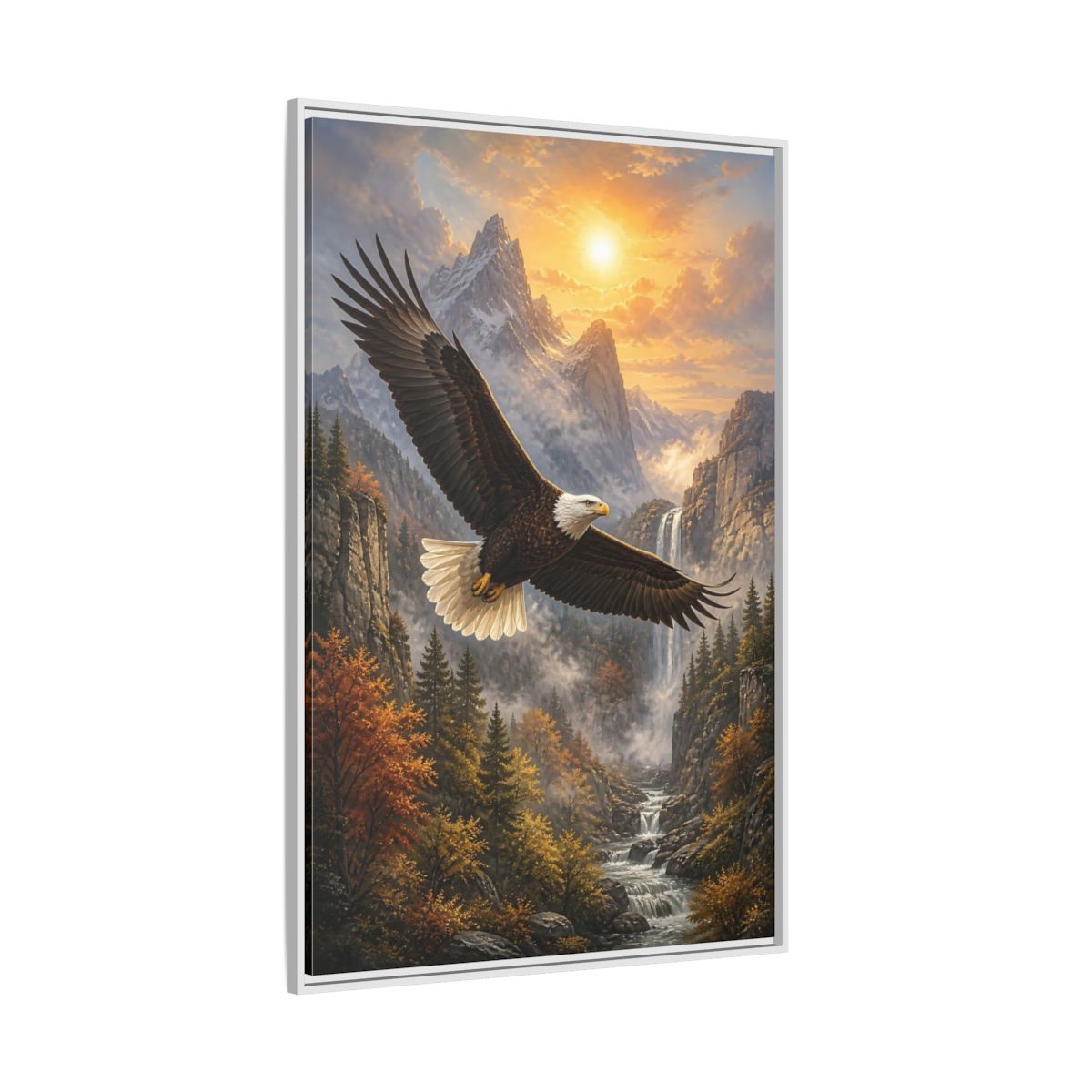 Side Mockup 7. Nature Eagle Eagle Mountain Landscape shown as stretched canvas wall art