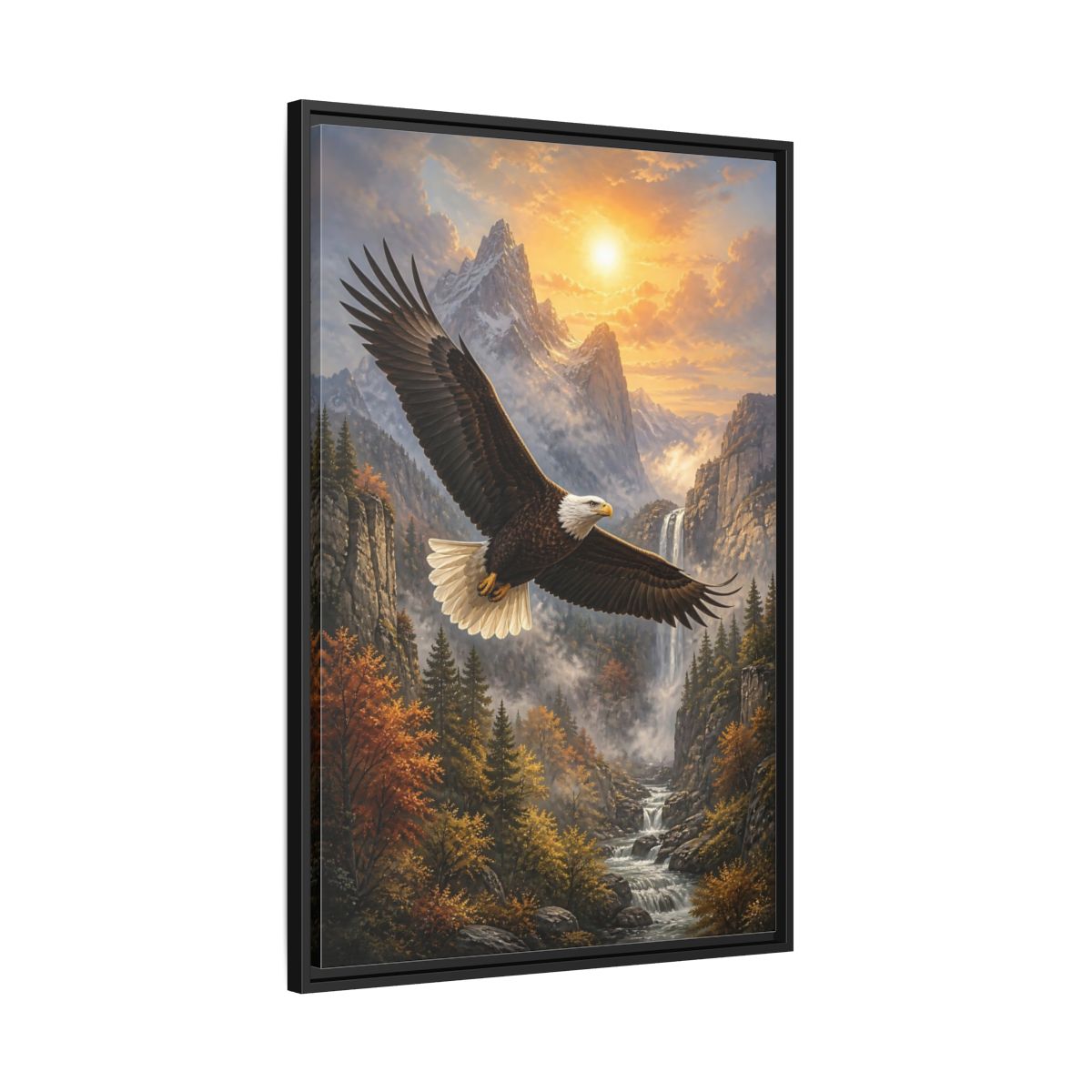 Side Mockup 13. Nature Eagle Eagle Mountain Landscape shown as stretched canvas wall art