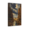 Side Mockup 4. Nature Elephants Brown And Blue Landscape shown as stretched canvas wall art
