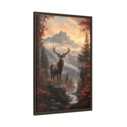 Main Mockup. Nature Elk Autumn Elk Landscape shown as stretched canvas wall art