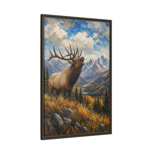 Main Mockup. Nature Elk Elk Mountains shown as stretched canvas wall art