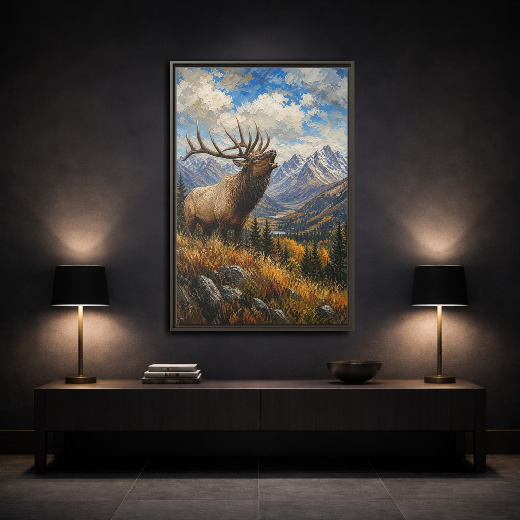 Mockup 3. Nature Elk Elk Mountains shown as stretched canvas wall art