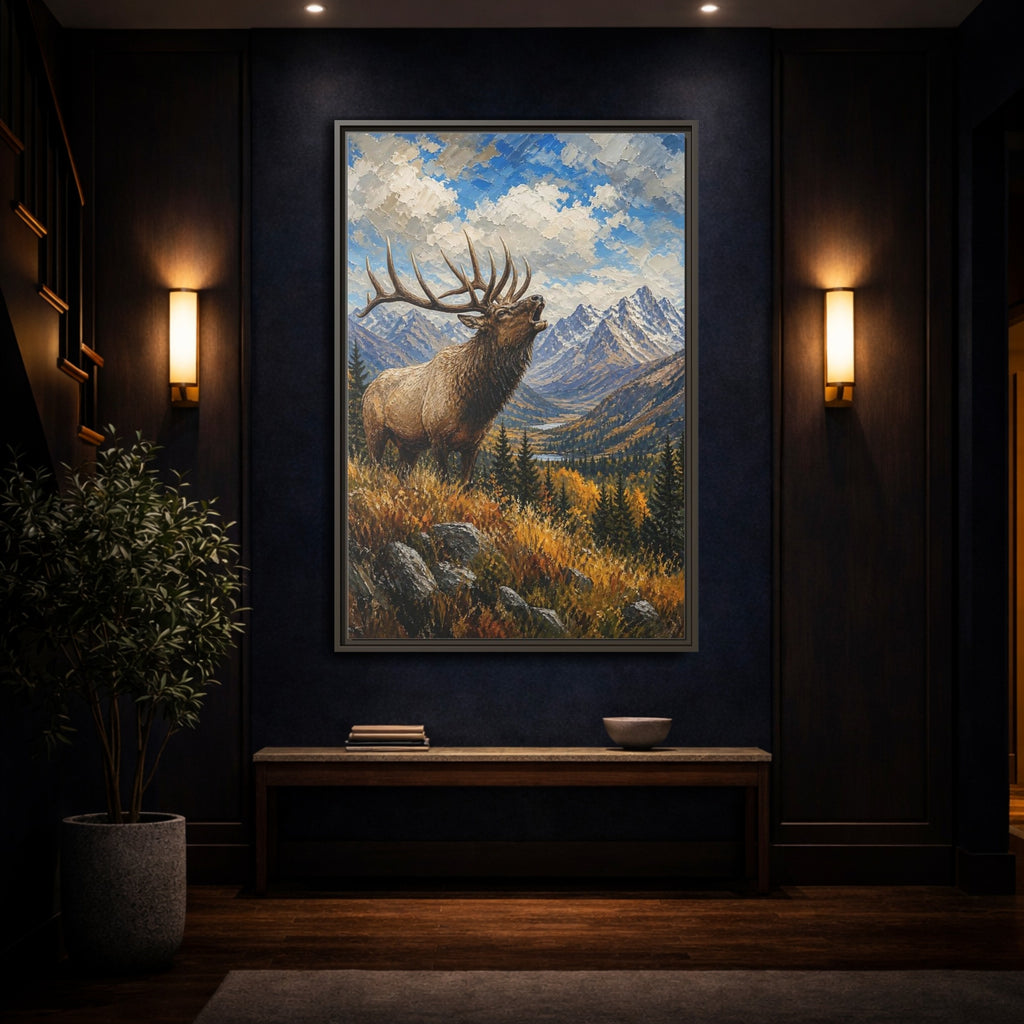 Mockup 4. Nature Elk Elk Mountains shown as stretched canvas wall art