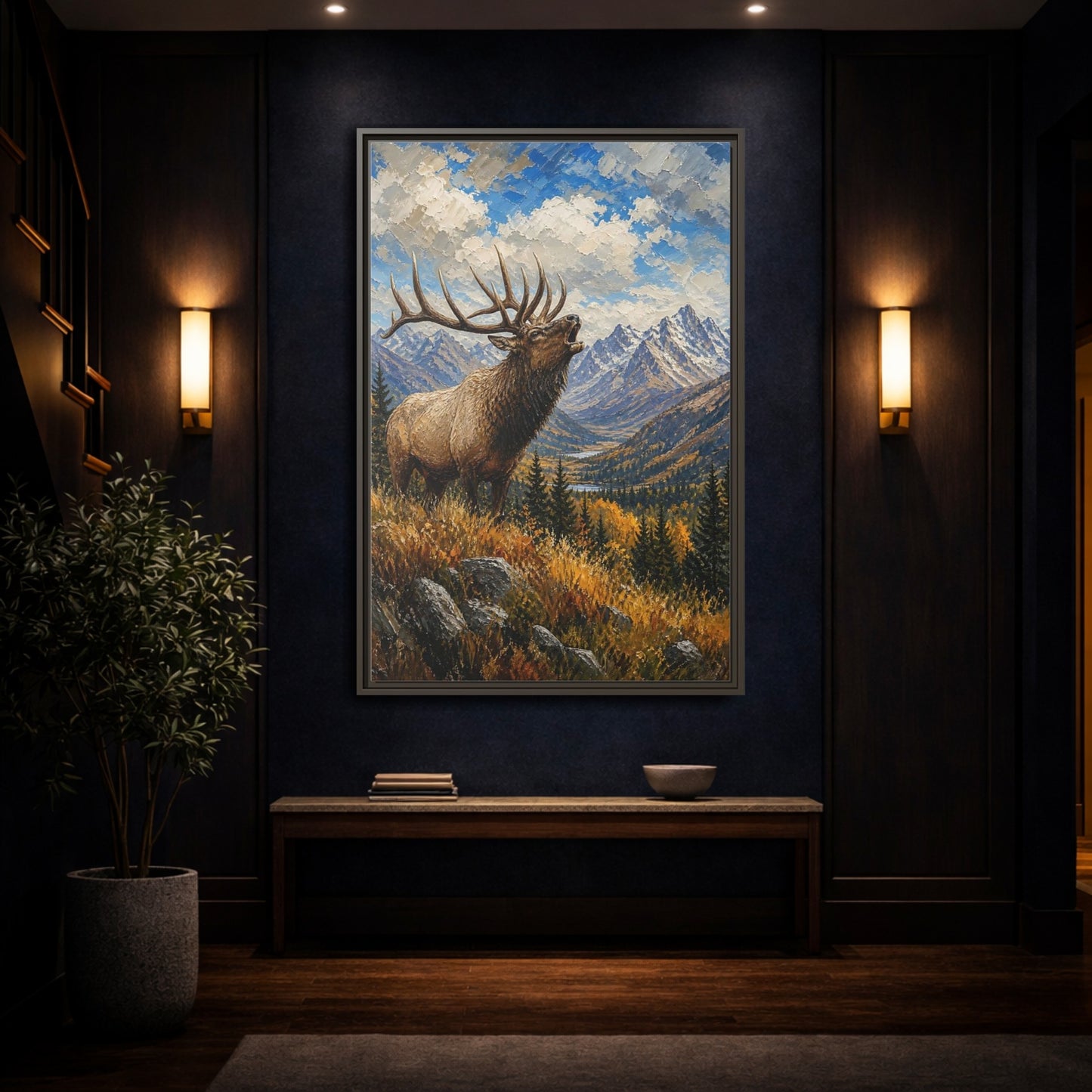 Mockup 4. Nature Elk Elk Mountains shown as stretched canvas wall art