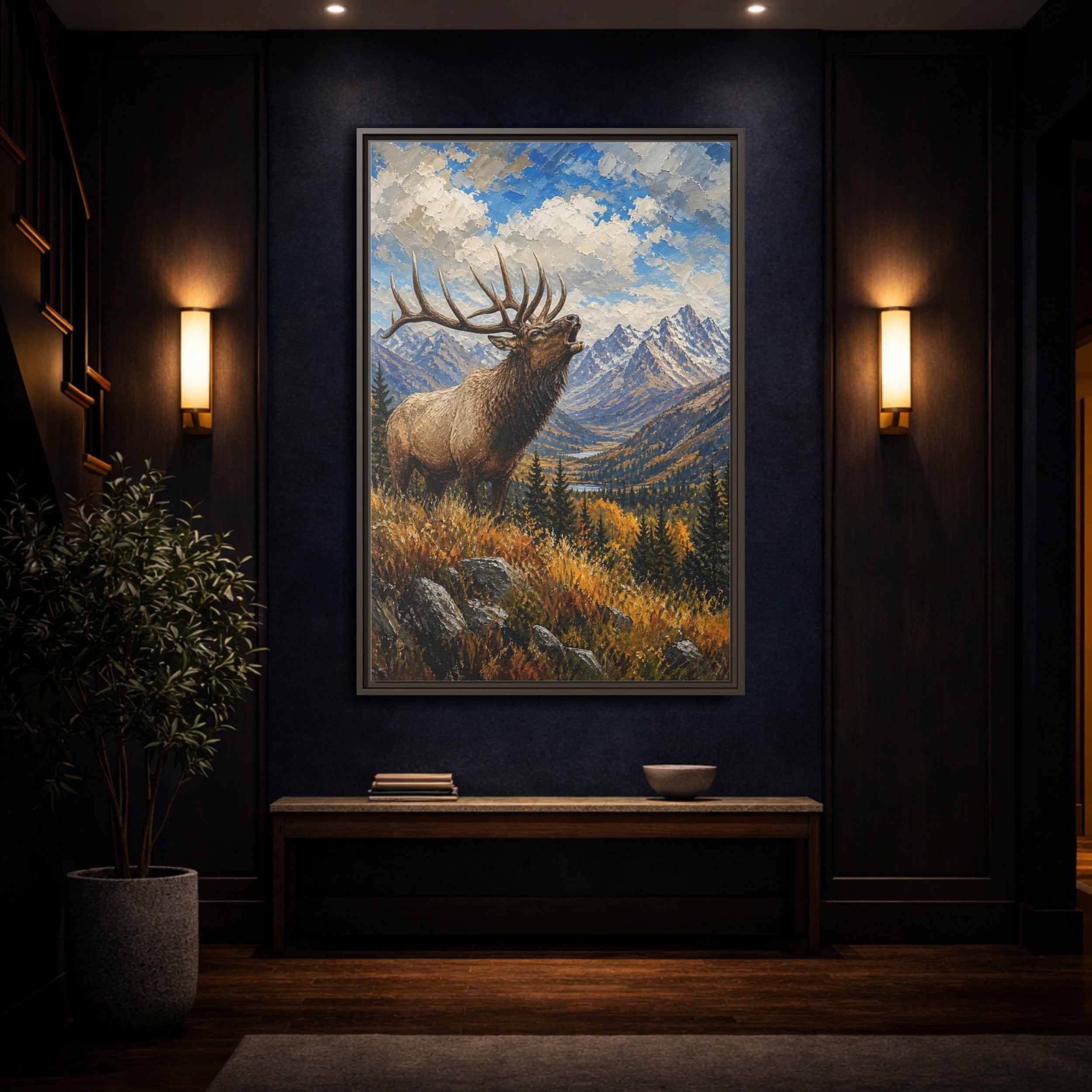 Mockup 4. Nature Elk Elk Mountains shown as stretched canvas wall art